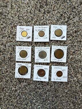 Vintage World Coin Collection 9-Piece Lot (Peru, UK, Ireland)